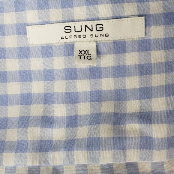 Alfred Sung Blue Checkered Button Up XXL - Picture 5 of 10